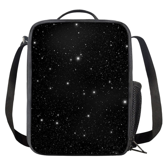 Black Space Print Crossbody Lunch Bag