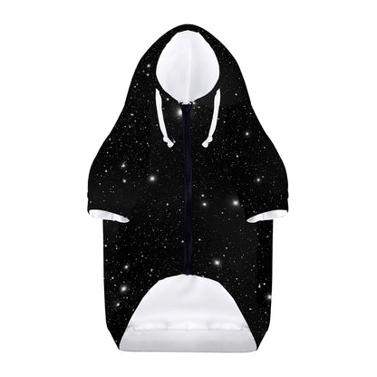 Black Space Print Dog Zip Up Hoodie