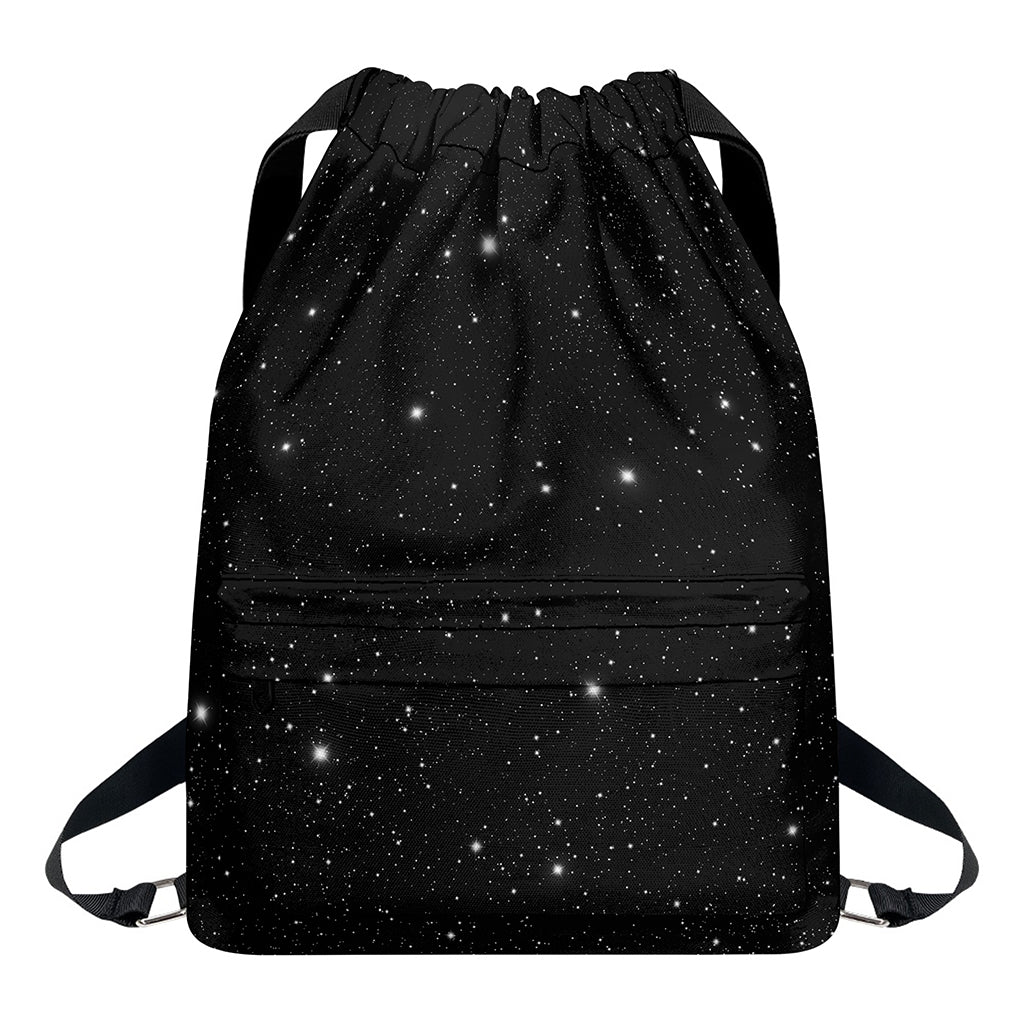 Black Space Print Drawstring Backpack