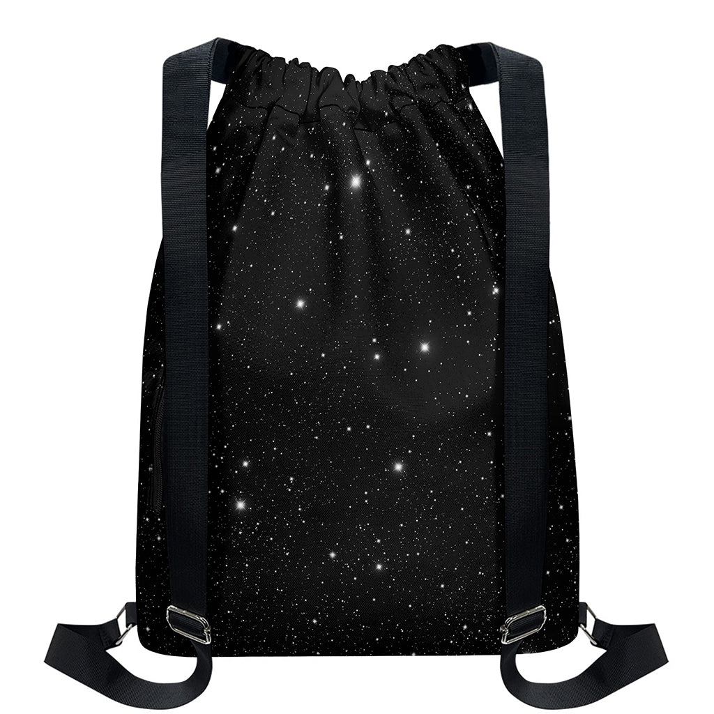 Black Space Print Drawstring Backpack
