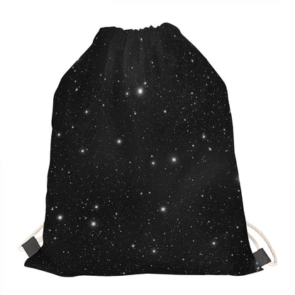 Black Space Print Drawstring Bag