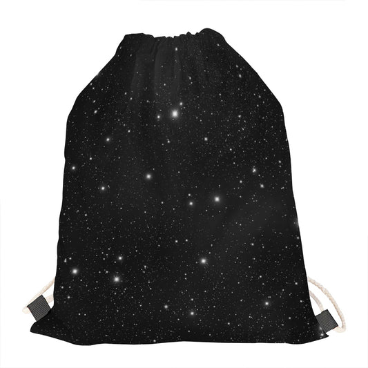 Black Space Print Drawstring Bag