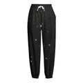 Black Space Print Fleece Lined Knit Pants