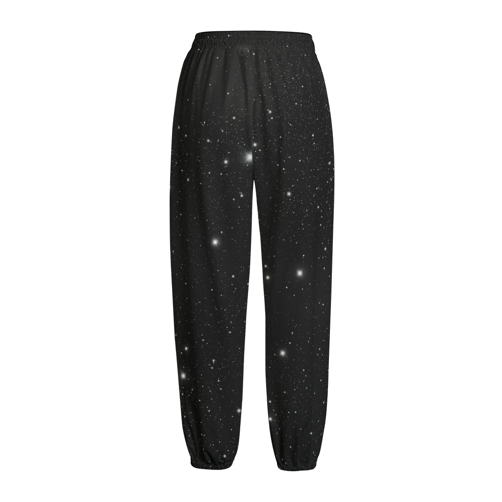 Black Space Print Fleece Lined Knit Pants