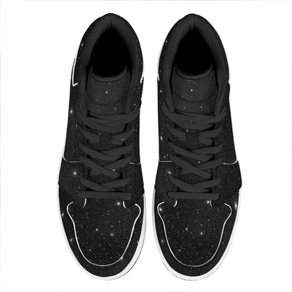 Black Space Print High Top Leather Sneakers
