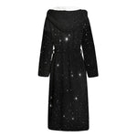 Black Space Print Hooded Bathrobe