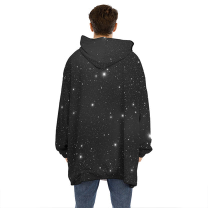 Black Space Print Hoodie Blanket
