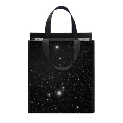 Black Space Print Insulated Lunch Tote