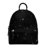Black Space Print Leather Backpack