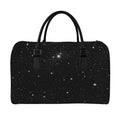 Black Space Print Leather Duffel Bag