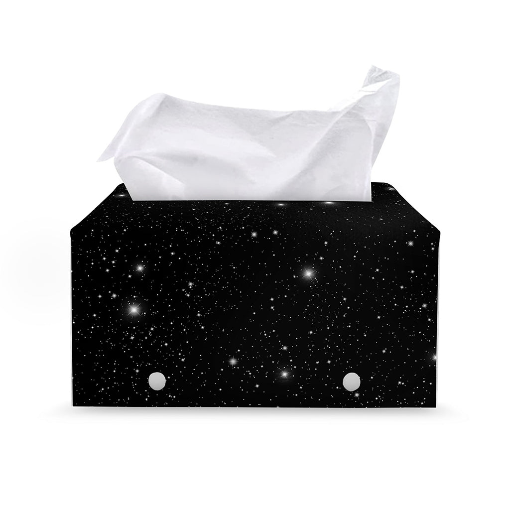 Black Space Print Leather Tissue Box Cover