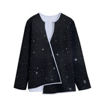 Black Space Print Long Sleeve Short Coat