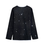 Black Space Print Long Sleeve Short Coat