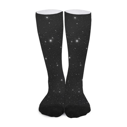 Black Space Print Long Socks