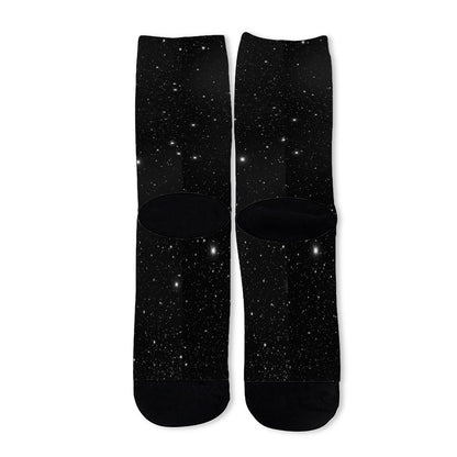 Black Space Print Long Socks