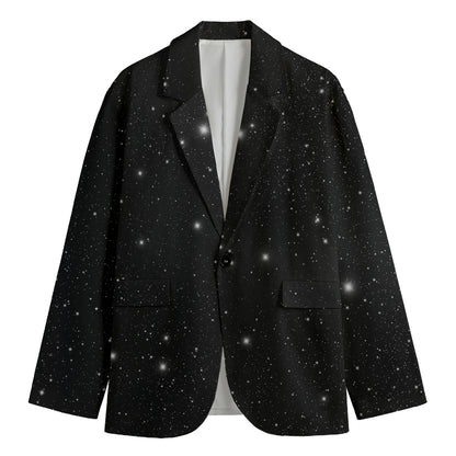 Black Space Print Men's Blazer