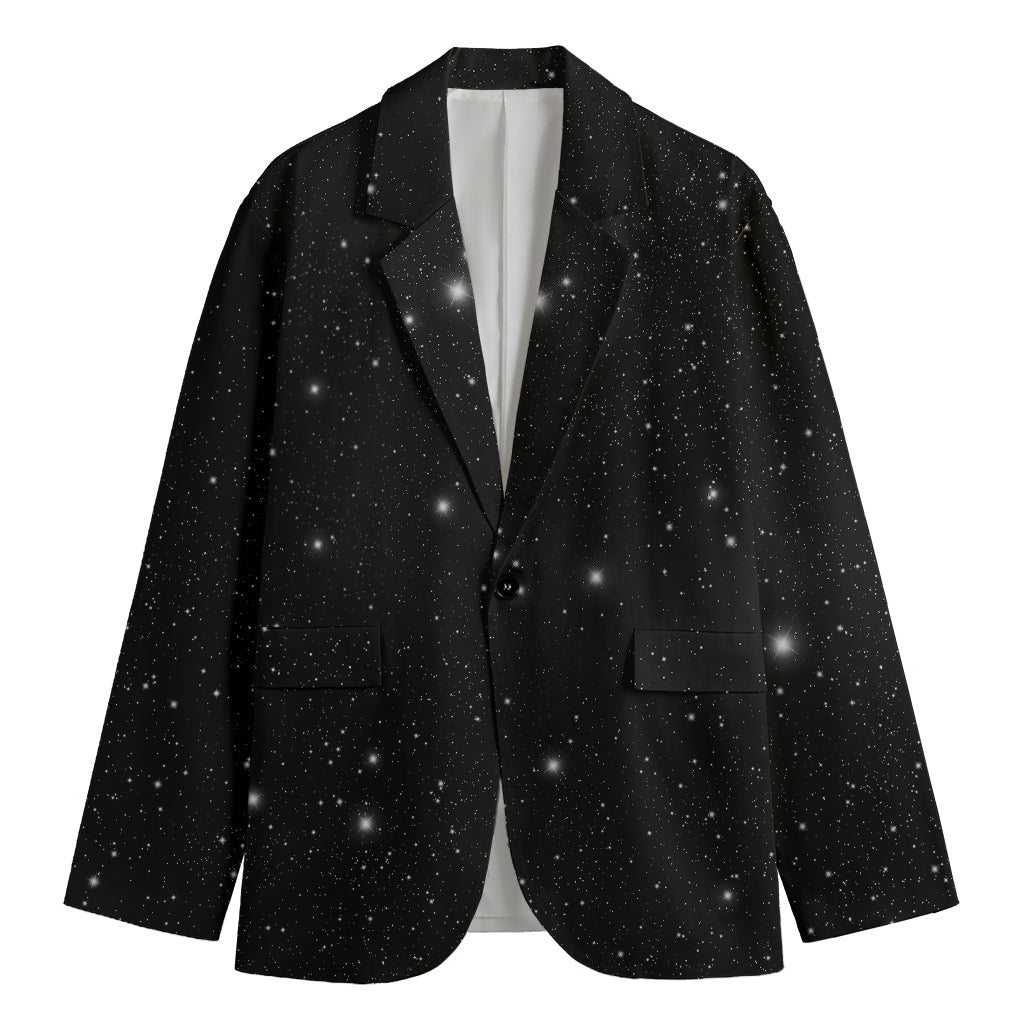 Black Space Print Men's Cotton Blazer