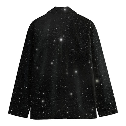 Black Space Print Men's Cotton Blazer