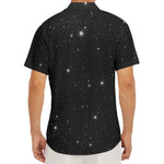 Black Space Print Men's Deep V-Neck Shirt