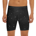 Black Space Print Men's Long Boxer Briefs