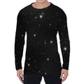 Black Space Print Men's Long Sleeve T-Shirt