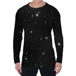Black Space Print Men's Long Sleeve T-Shirt