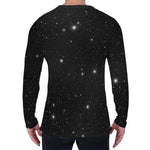 Black Space Print Men's Long Sleeve T-Shirt