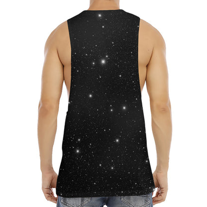 Black Space Print Men's Muscle Tank Top