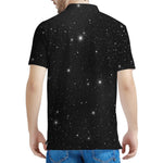 Black Space Print Men's Polo Shirt