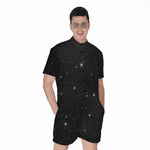 Black Space Print Men's Rompers