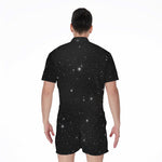 Black Space Print Men's Rompers