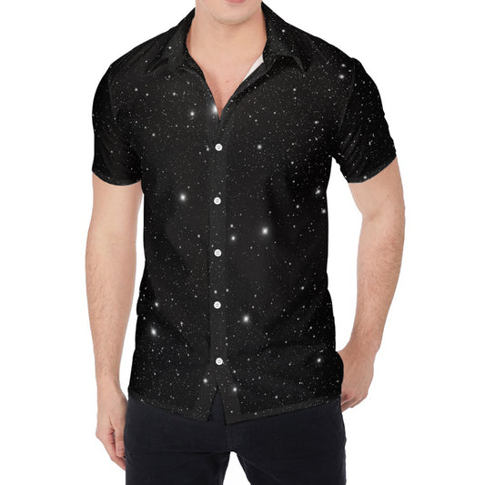 Black Space Print Men's Shirt