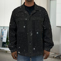 Black Space Print Men's Shirt Jacket