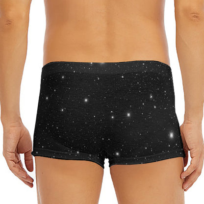 Black Space Print Men's Short Boxer Briefs