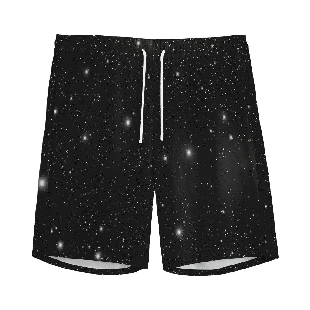 Black Space Print Men's Sports Shorts