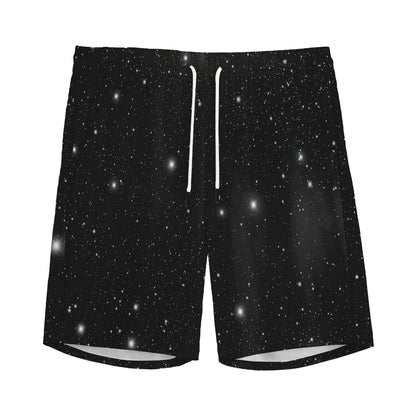 Black Space Print Men's Sports Shorts