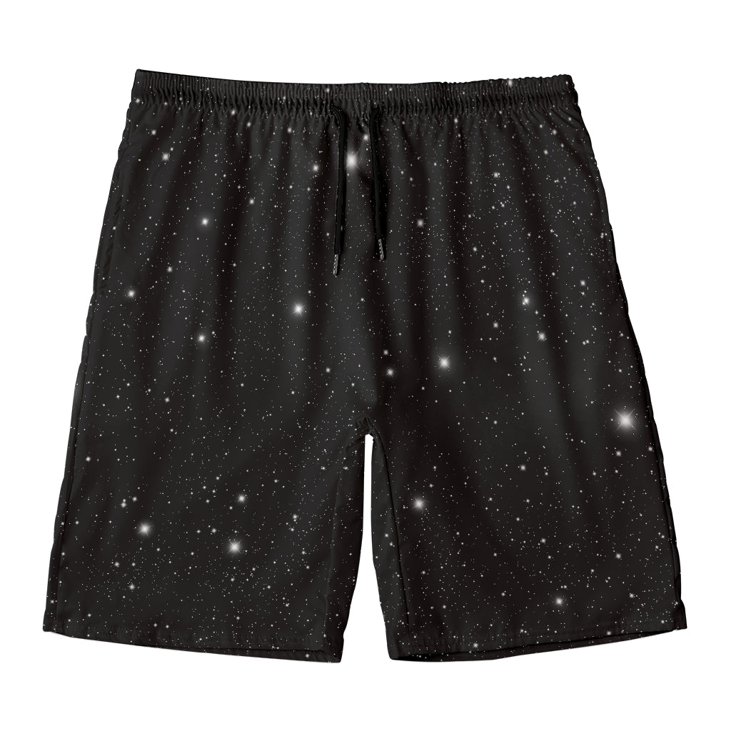 Black Space Print Men's Swim Trunks