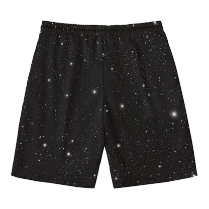 Black Space Print Men's Swim Trunks