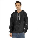 Black Space Print Men's Velvet Pullover Hoodie
