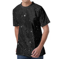 Black Space Print Men's Velvet T-Shirt