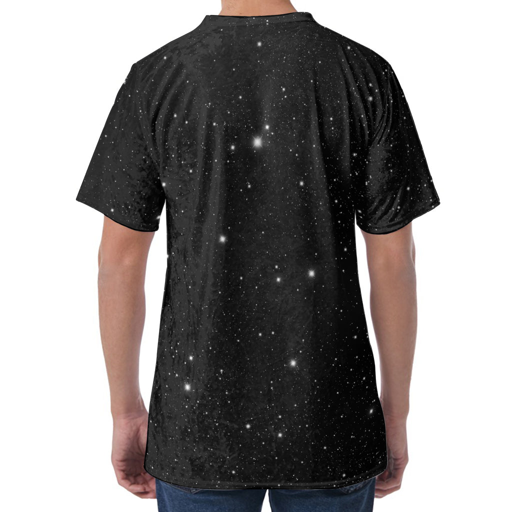 Black Space Print Men's Velvet T-Shirt