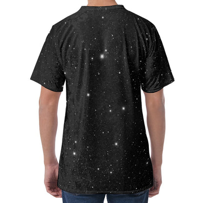 Black Space Print Men's Velvet T-Shirt