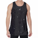 Black Space Print Men's Velvet Tank Top