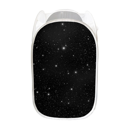 Black Space Print Mesh Laundry Hamper