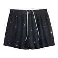 Black Space Print Mesh Shorts