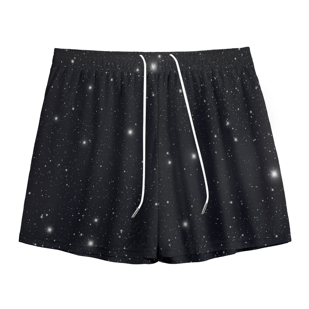 Black Space Print Mesh Shorts