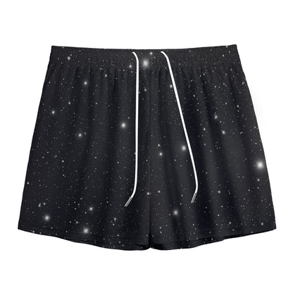 Black Space Print Mesh Shorts