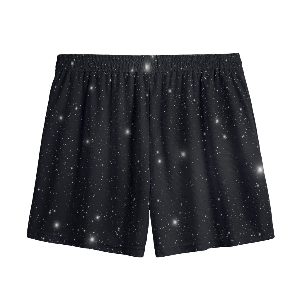 Black Space Print Mesh Shorts