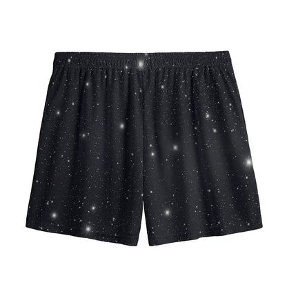 Black Space Print Mesh Shorts