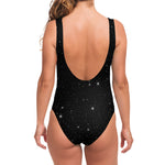 Black Space Print One Piece Swimsuit